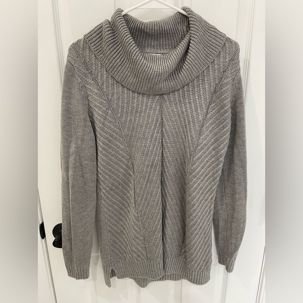 Calvin Klein Cowl Neck Gray Rib Knit Sweater Women’s Size M